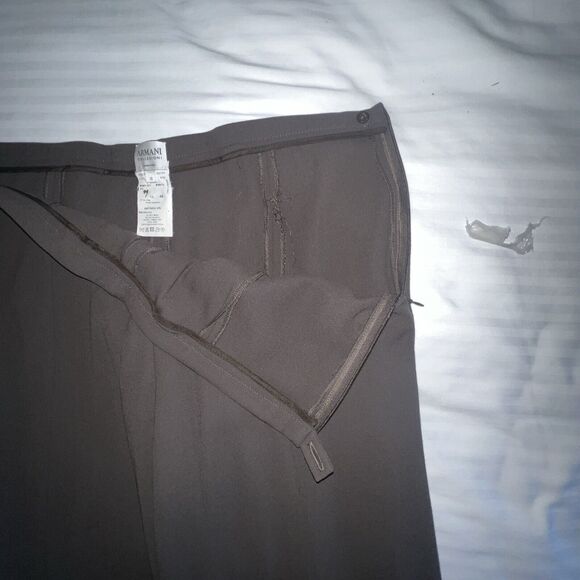 ARMANI COLLEZIONI Pants Brown Wool Wide Leg 10 MADE IN ITALY 32x28 - Picture 6 of 13